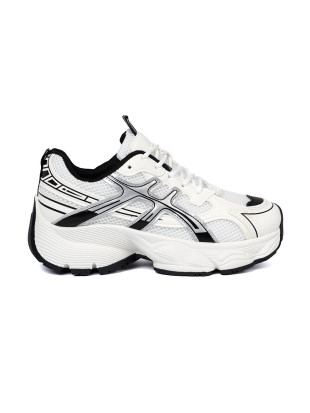 Sneakers bianche e nere comode con rete