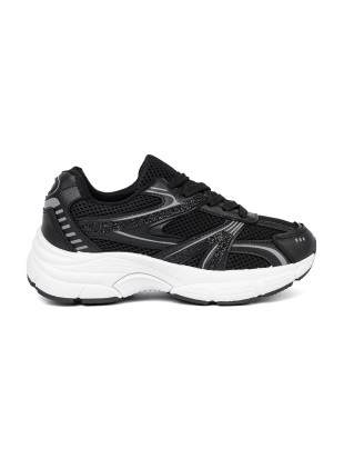 Sneakers nere con rete e suola bianca