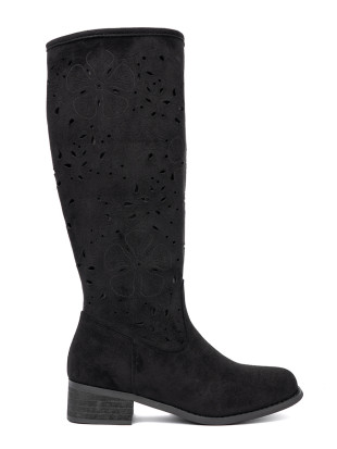 Stivali neri in suede sopra il ginocchio