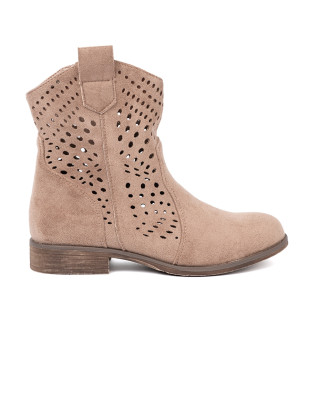 Beige Čizme u Cowboy Stilu s Izrezima