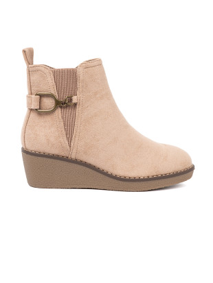 Beige ženske gležnjače na udobnom niskom potpetici