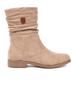 Beige čizmice s nabranim gornjim dijelom