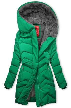 Giacca invernale trapuntata verde con peluche