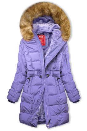 Giacca invernale viola con coulisse in vita