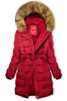 Giacca invernale rossa con coulisse in vita