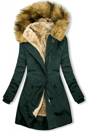 Parka verde scuro per autunno/inverno con fodera rimovibile