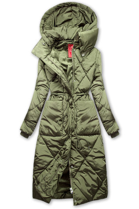 Giacca invernale verde oliva con colletto extra alto