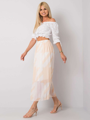 Gonna plissettata beige con motivo