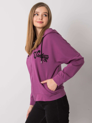 Felpa viola con zip e cappuccio