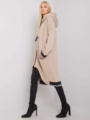 Felpa beige da donna con zip