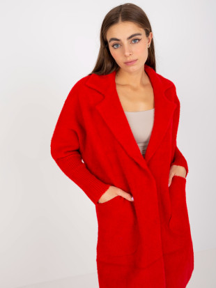 Cappotto rosso da donna in alpaca con tasche Eveline