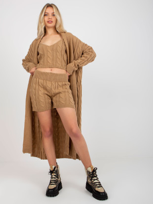Camel trodijelni pleteni set s topom i kratkim hlačama