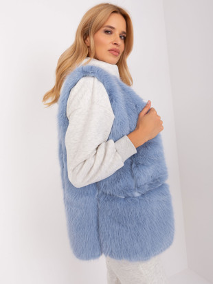 Gilet in pelliccia blu con chiusura