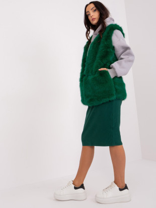 Gilet in pelliccia verde scuro da donna