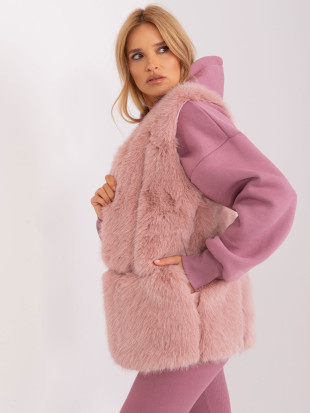 Gilet in pelliccia rosa chiaro da donna