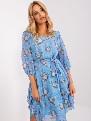Abito oversize blu con stampa floreale