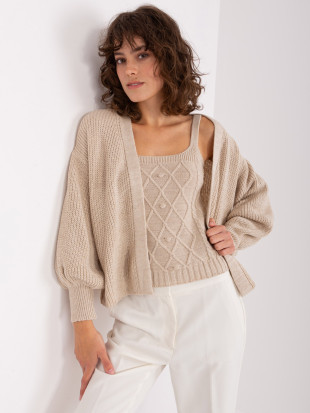 Completo beige a due pezzi con top