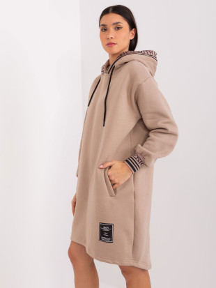 Abito in felpa beige asimmetrico