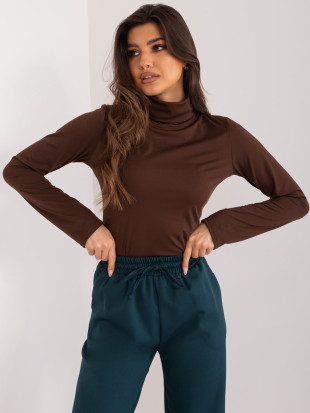 Elegante blusa marrone con colletto