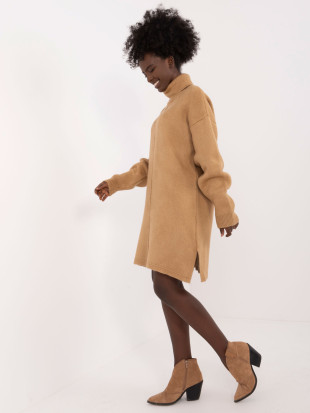 Elegante mini abito marrone con maniche lunghe