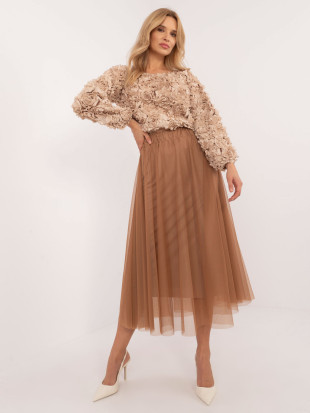 Gonna midi in tulle color camel