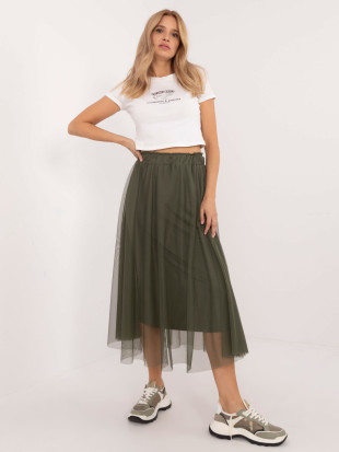 Gonna midi in tulle khaki