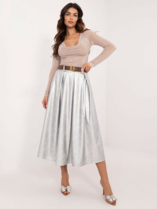 Elegantna srebrna midi suknja