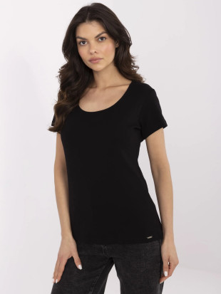 T-shirt nera elegante a maniche corte