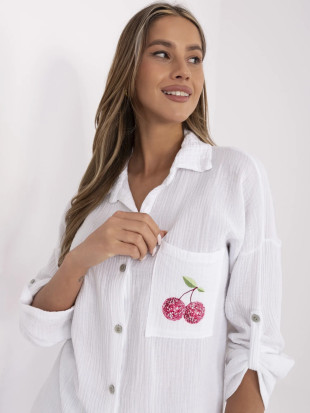 Camicia bianca da donna con maniche lunghe