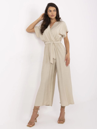 Salopette beige a maniche corte