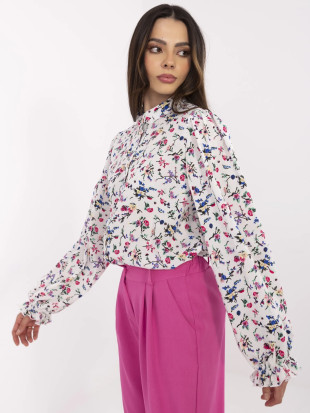 Elegante camicia bianca con motivo floreale