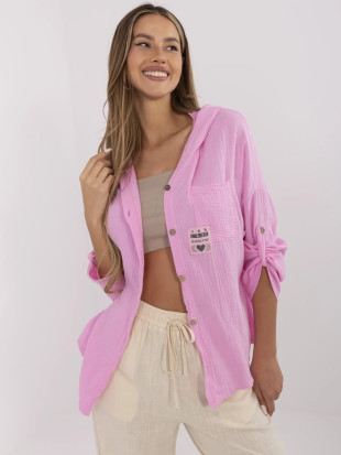 Blusa rosa con cappuccio