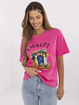 T-shirt elegante a maniche corte in rosa scuro