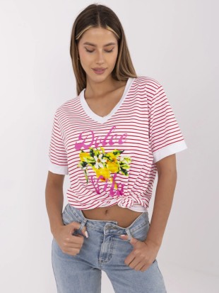 Blusa rossa elegante con scollatura a V