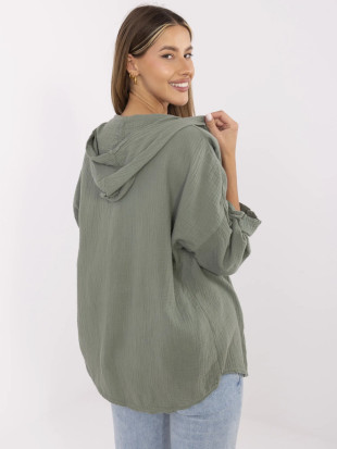 Camicia khaki elegante con cappuccio