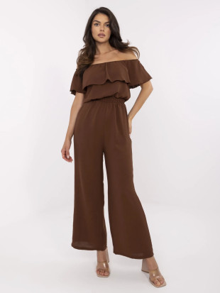 Elegante tuta marrone con volant