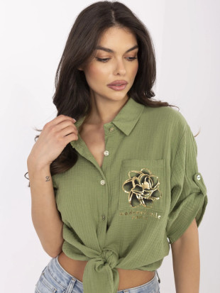 Stilizirana khaki košulja s 3/4 rukavima