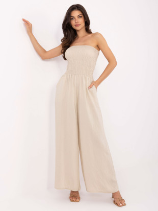 Tuta beige con gambe larghe