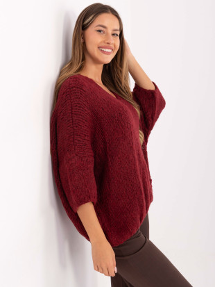 Maglione elegante bordeaux con maniche 3/4