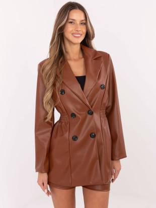 Blazer donna marrone con chiusura doppiopetto