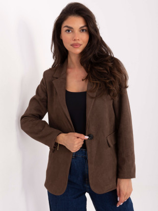 Blazer donna marrone con fodera e bottoni