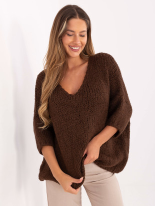 Maglione marrone con maniche 3/4