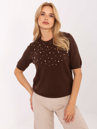 Maglione elegante marrone con applicazione