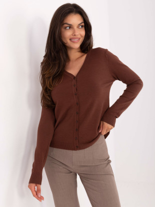 Maglione marrone con scollo a V