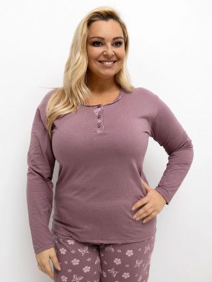 Pigiama donna con stampa floreale, manica lunga, rosa