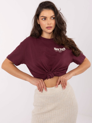 T-shirt elegante bordeaux a maniche corte