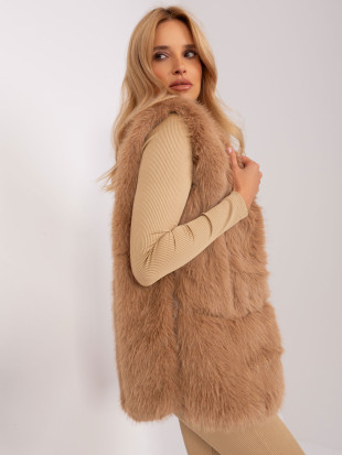 Gilet marrone in eco-pelliccia