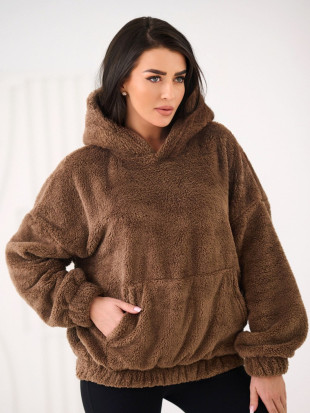 Felpa beige con cappuccio e tasca