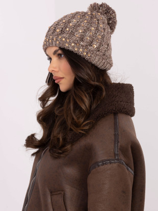 Cappello invernale beige con applicazione