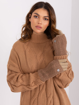 Beige rukavice s glatkim uzorkom